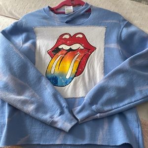 Trendy Rolling Stones blue tye die sweatshirt